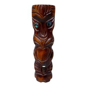 Hand Carved Maori Teko Teko Wooden Statue Ancestral Art From New Zealand 7" Tiki